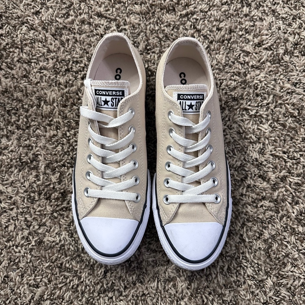 Converse Beige Platform Sneakers